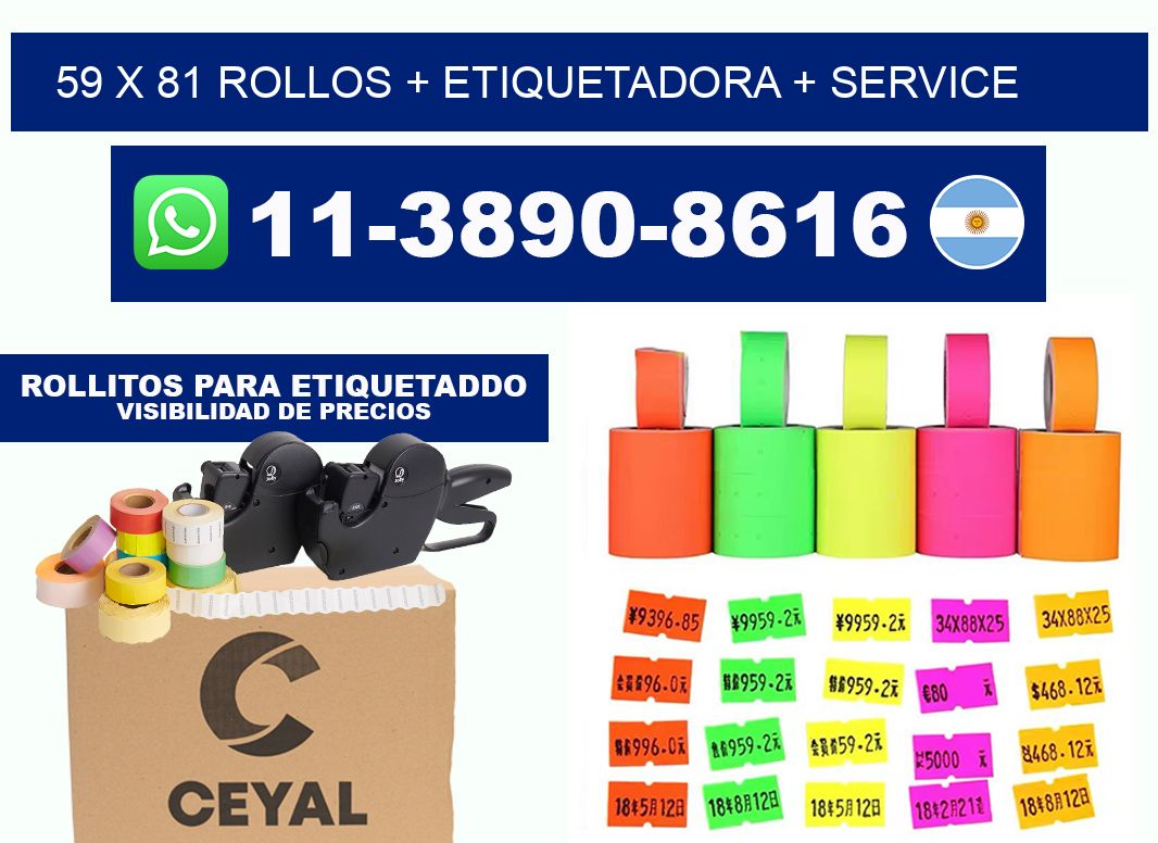 59 x 81 rollos + etiquetadora + service