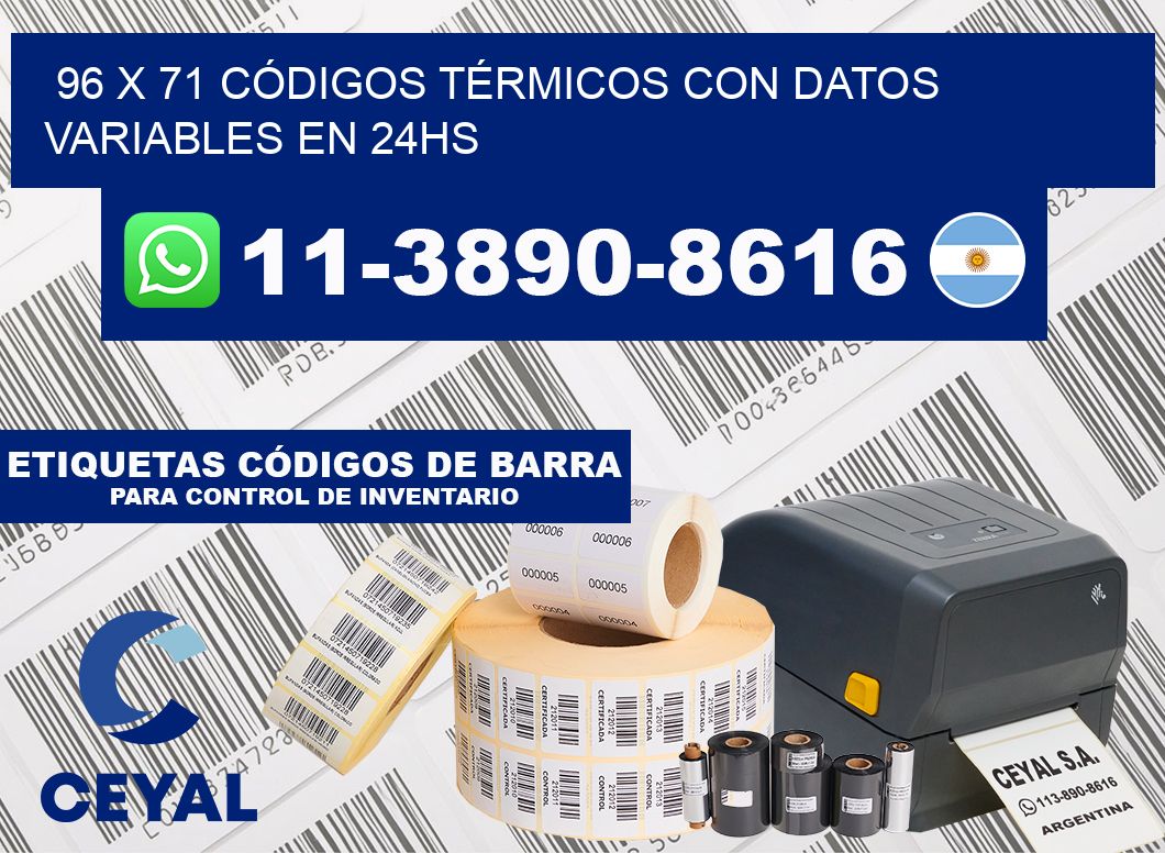 96 x 71 CÓDIGOS TÉRMICOS CON DATOS VARIABLES EN 24HS