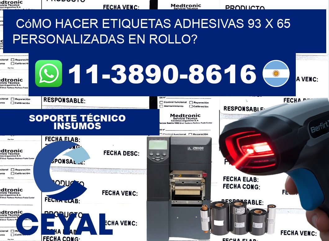Cómo hacer etiquetas adhesivas 93 x 65 personalizadas en rollo?