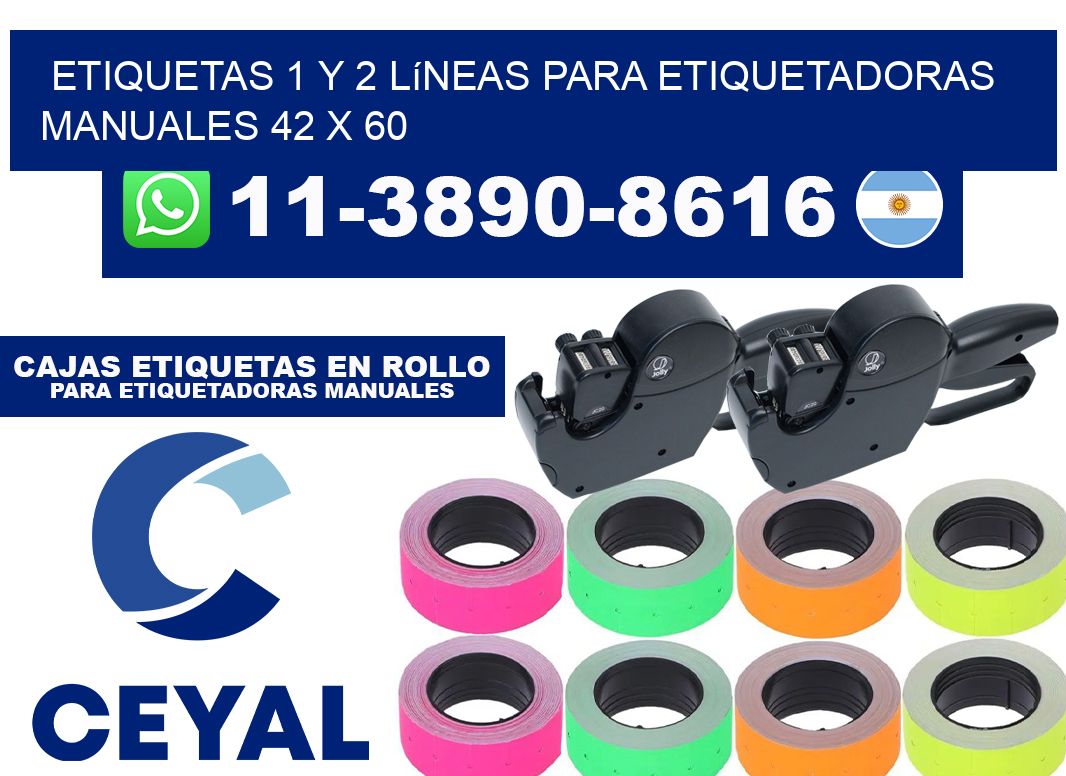 Etiquetas 1 y 2 líneas para etiquetadoras manuales 42 x 60