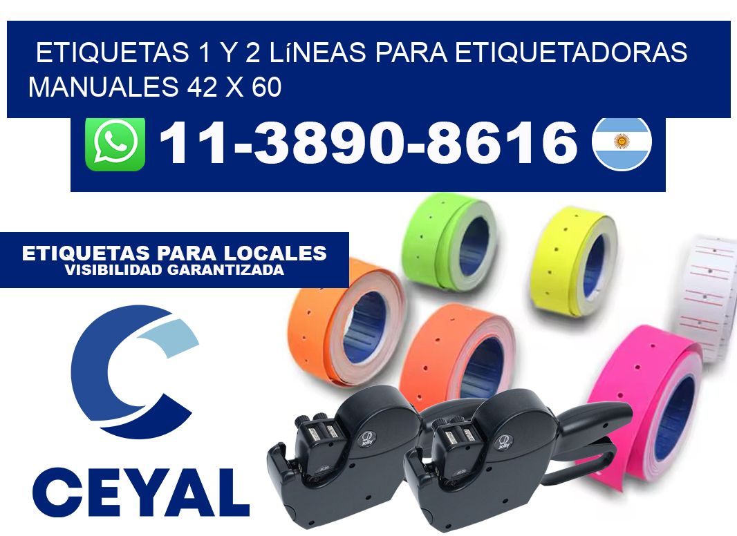 Etiquetas 1 y 2 líneas para etiquetadoras manuales 42 x 60