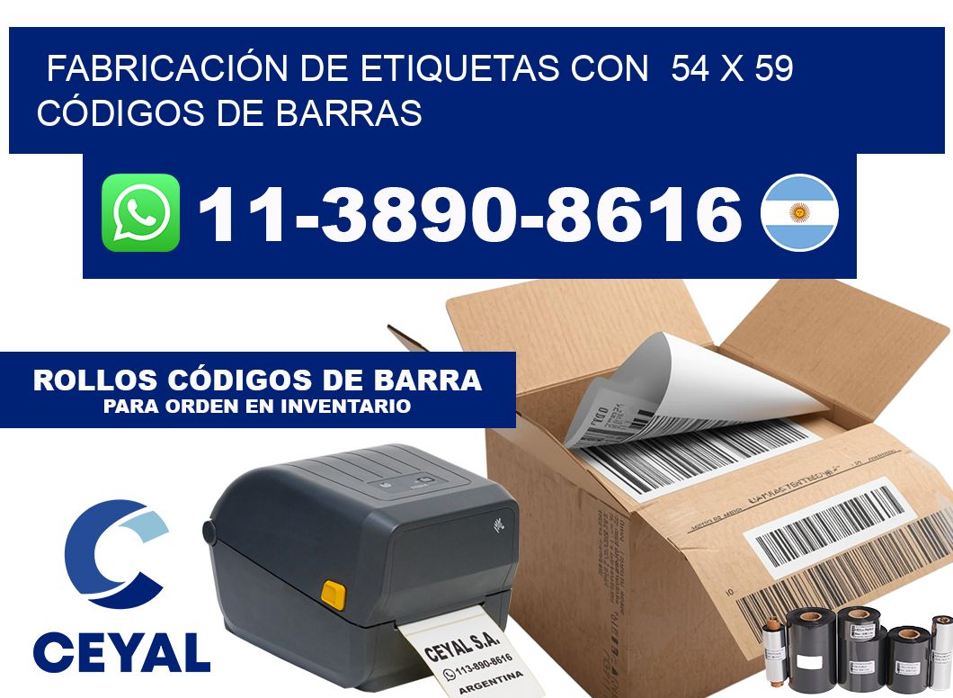 FABRICACIÓN DE ETIQUETAS CON  54 x 59 CÓDIGOS DE BARRAS