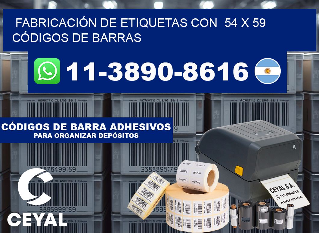 FABRICACIÓN DE ETIQUETAS CON  54 x 59 CÓDIGOS DE BARRAS