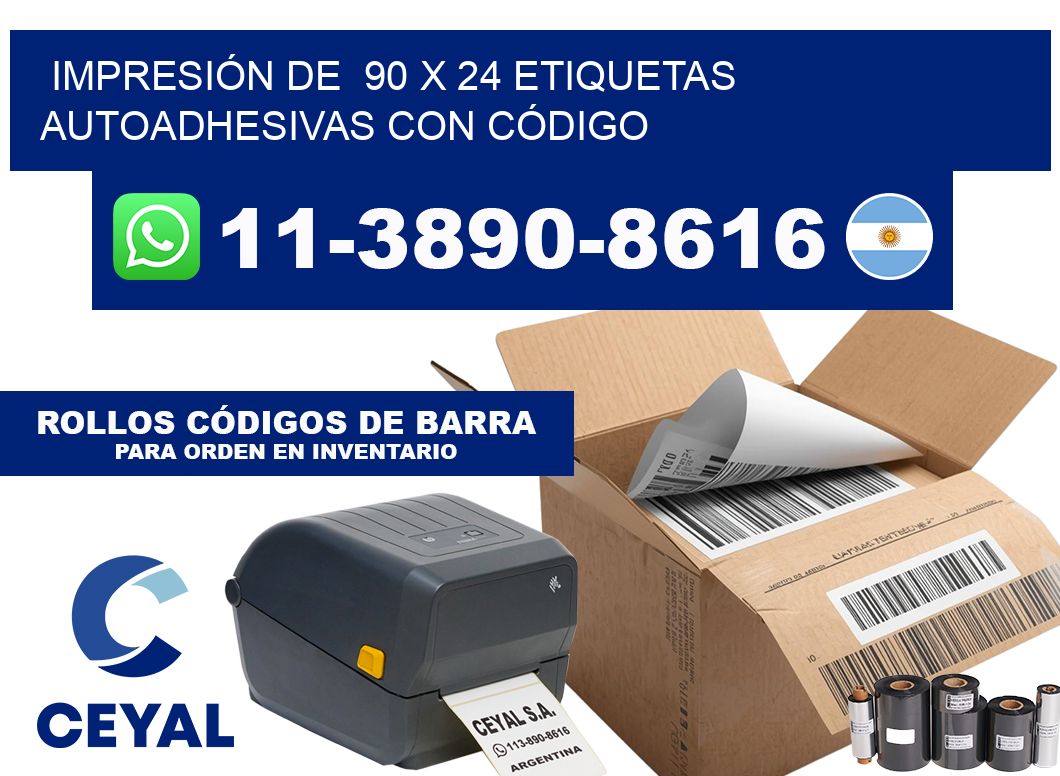 IMPRESIÓN DE  90 x 24 ETIQUETAS AUTOADHESIVAS CON CÓDIGO