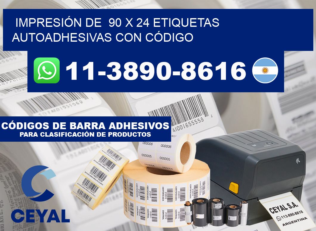 IMPRESIÓN DE  90 x 24 ETIQUETAS AUTOADHESIVAS CON CÓDIGO