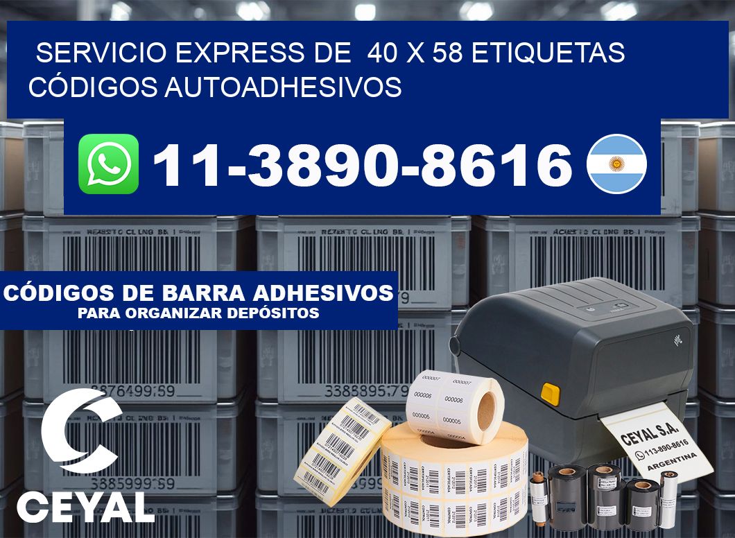 SERVICIO EXPRESS DE  40 x 58 ETIQUETAS CÓDIGOS AUTOADHESIVOS