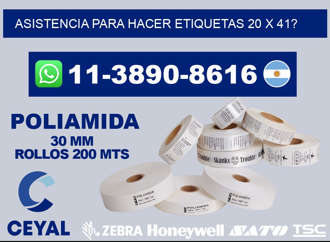 asistencia para hacer etiquetas 20 x 41?