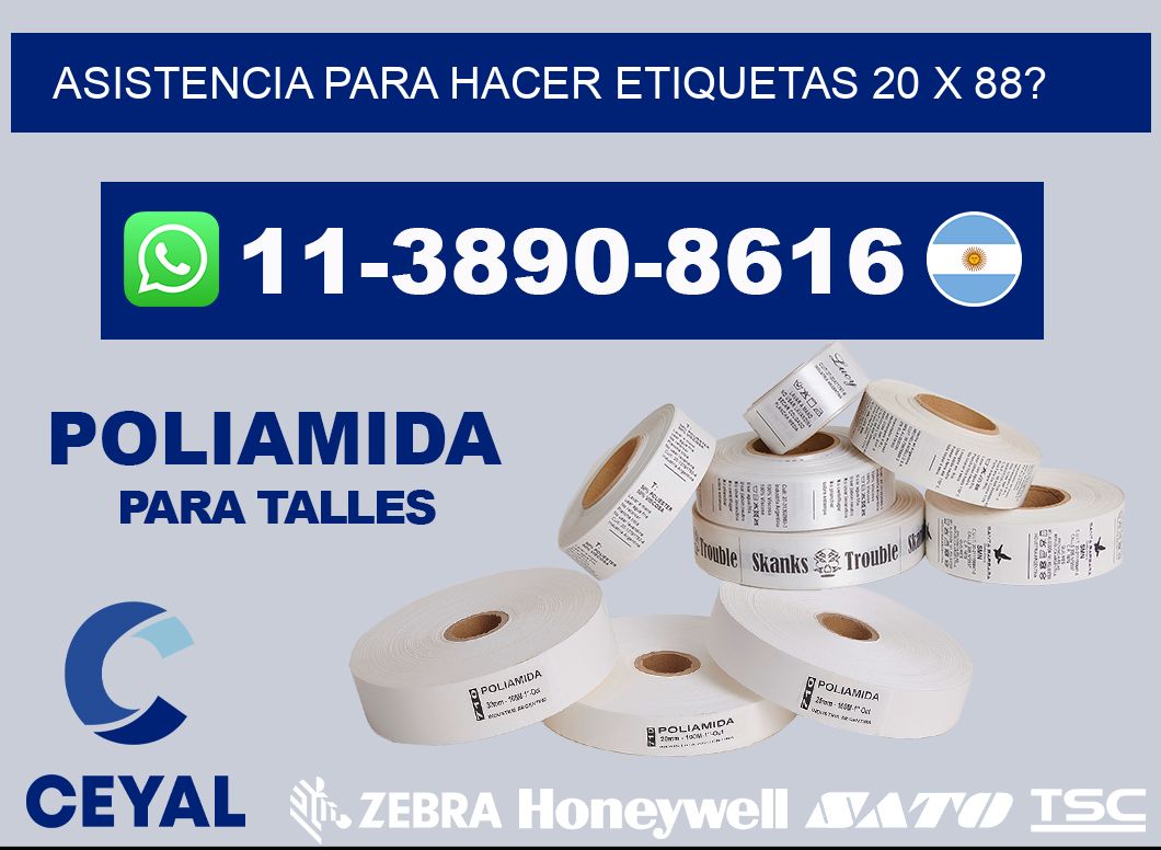 asistencia para hacer etiquetas 20 x 88?