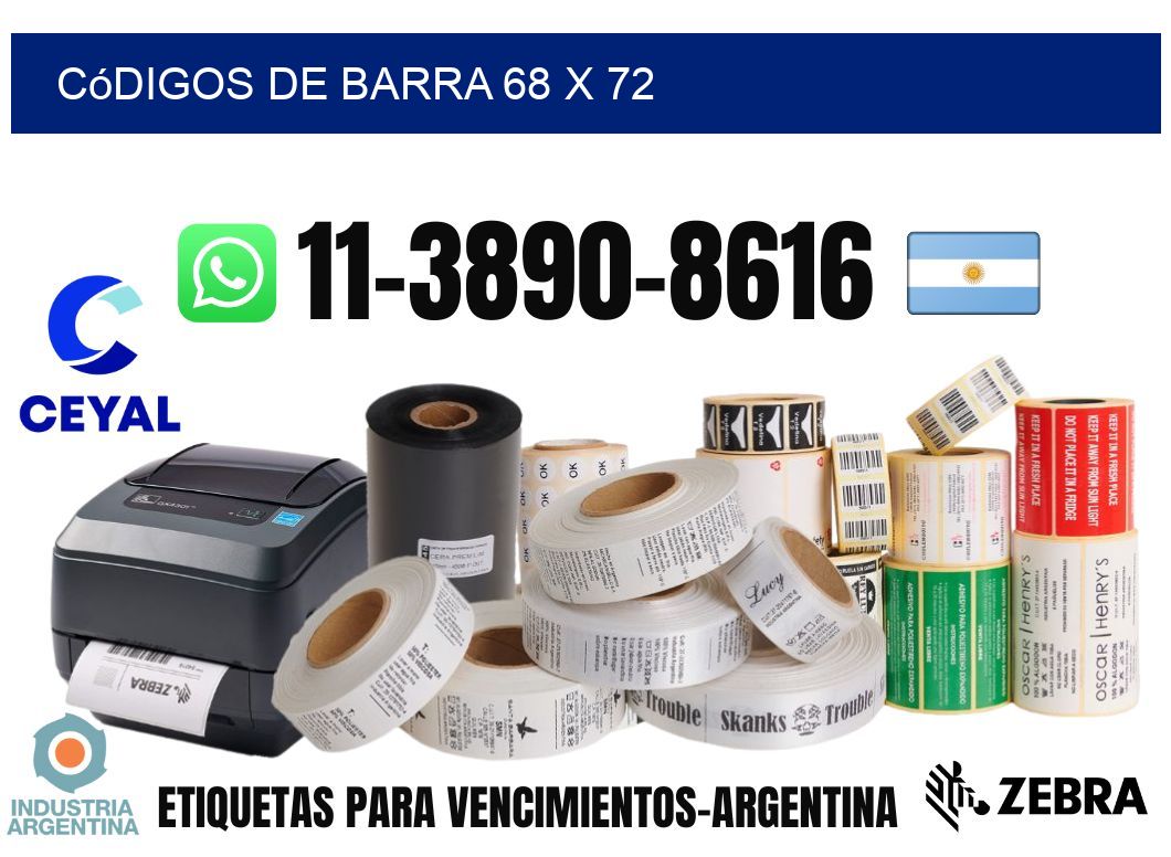 códigos de barra 68 x 72
