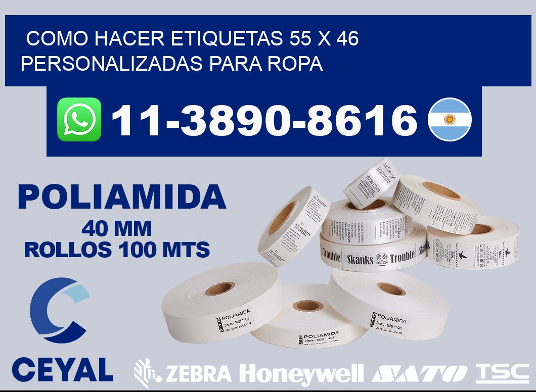 como hacer etiquetas 55 x 46 personalizadas para ropa