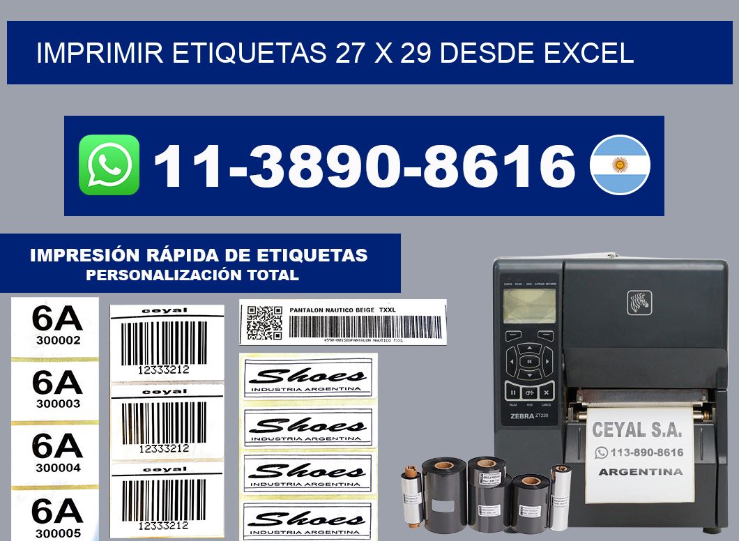 imprimir etiquetas 27 x 29 desde excel