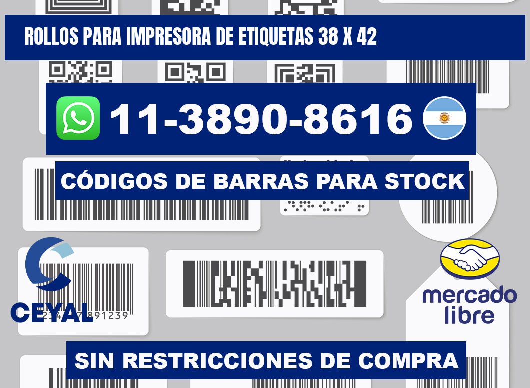 rollos para impresora de etiquetas 38 x 42