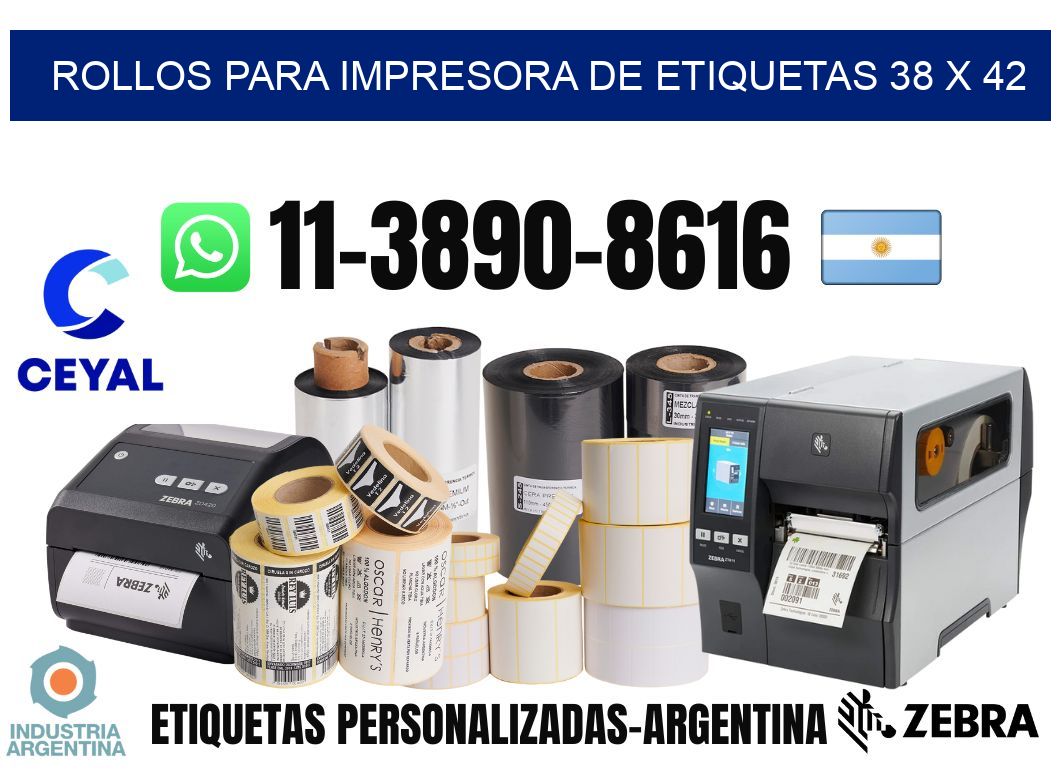 rollos para impresora de etiquetas 38 x 42