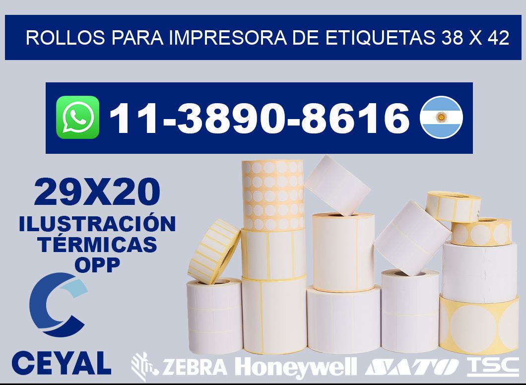 rollos para impresora de etiquetas 38 x 42