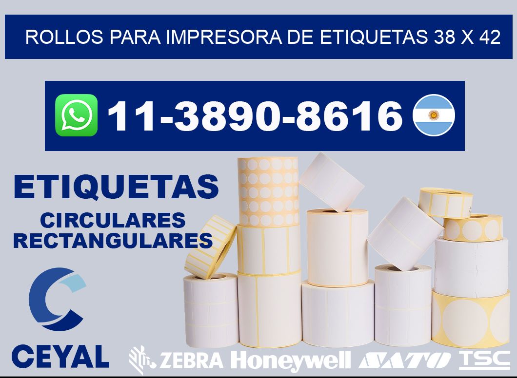 rollos para impresora de etiquetas 38 x 42