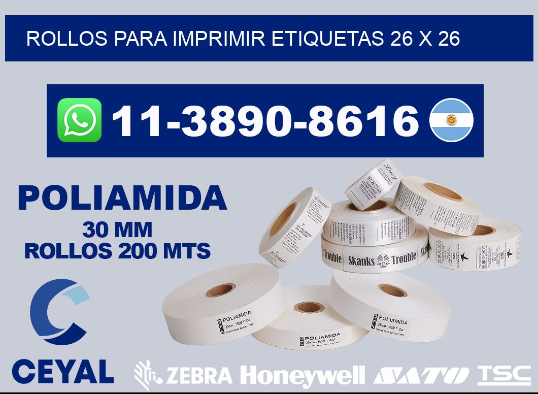 rollos para imprimir etiquetas 26 x 26
