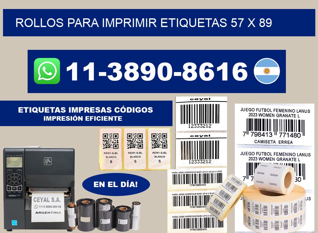 rollos para imprimir etiquetas 57 x 89