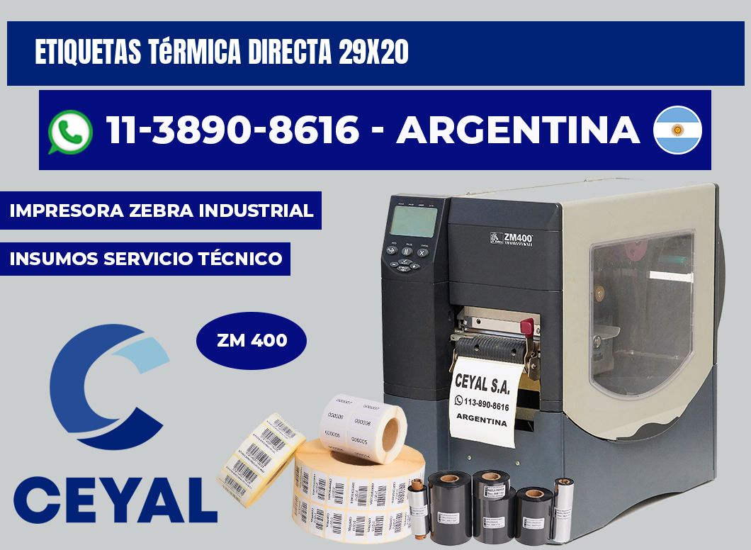 etiquetas térmica directa 29X20