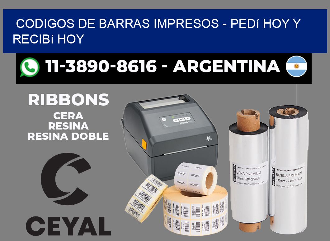 CODIGOS DE BARRAS IMPRESOS - Pedí hoy y recibí hoy