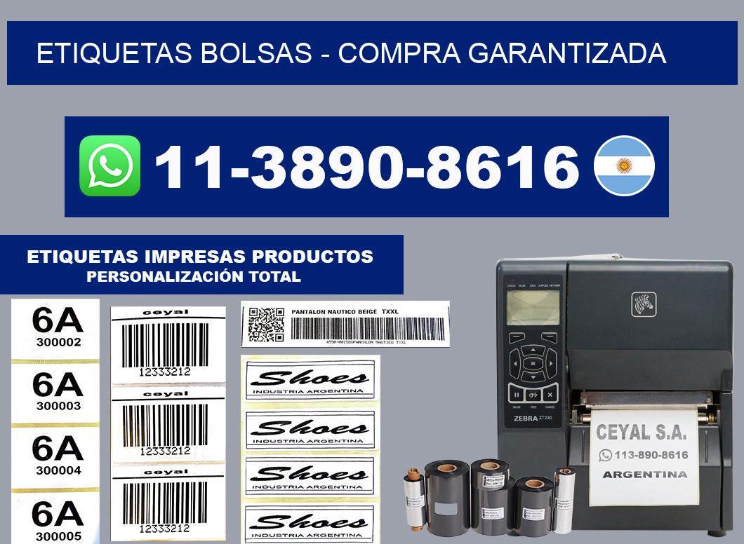 ETIQUETAS BOLSAS - Compra garantizada