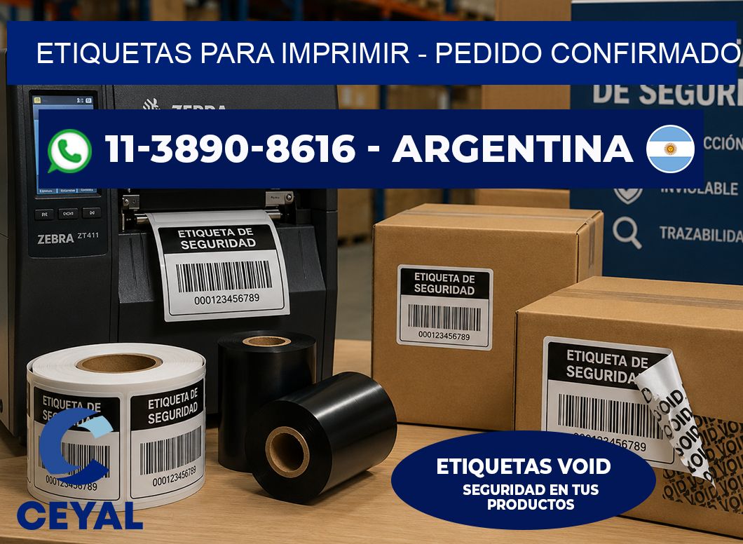 ETIQUETAS PARA IMPRIMIR - Pedido confirmado