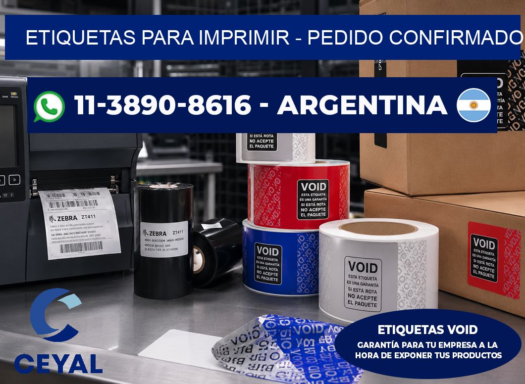 ETIQUETAS PARA IMPRIMIR - Pedido confirmado