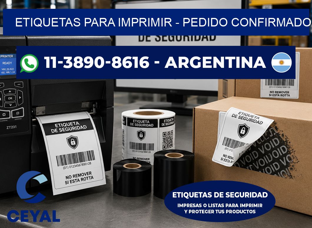 ETIQUETAS PARA IMPRIMIR - Pedido confirmado