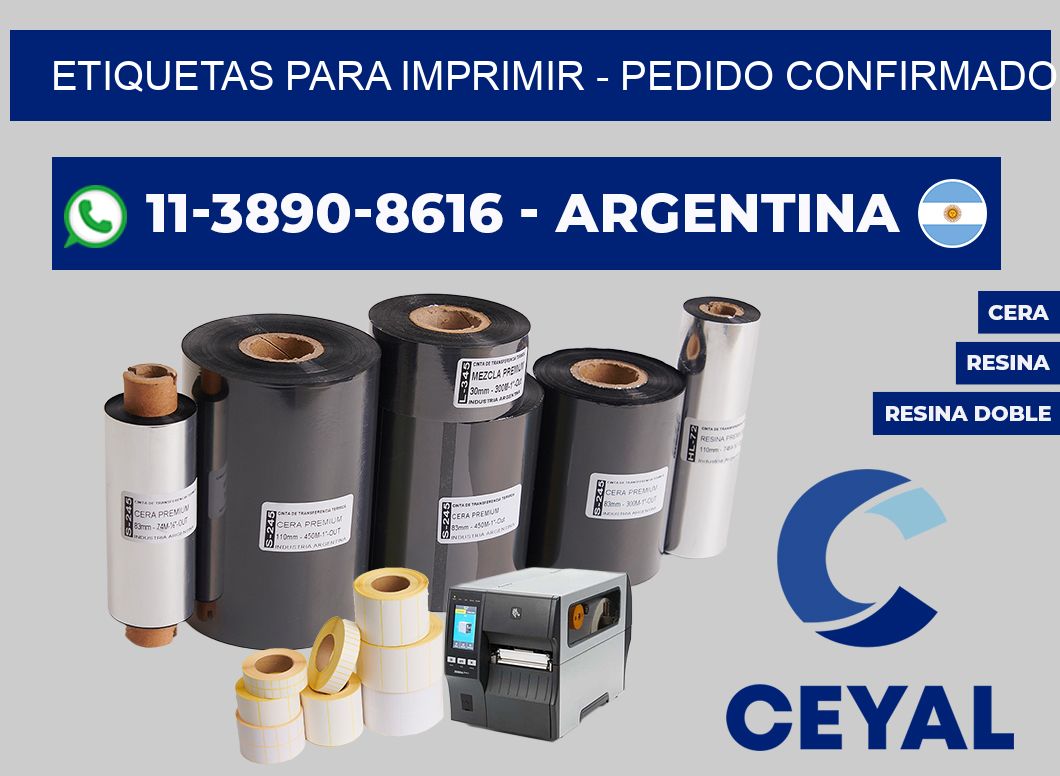 ETIQUETAS PARA IMPRIMIR - Pedido confirmado