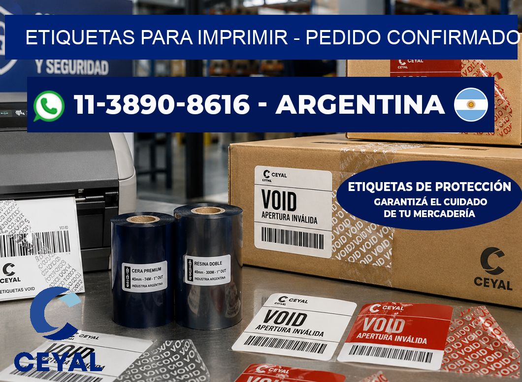 ETIQUETAS PARA IMPRIMIR – Pedido confirmado